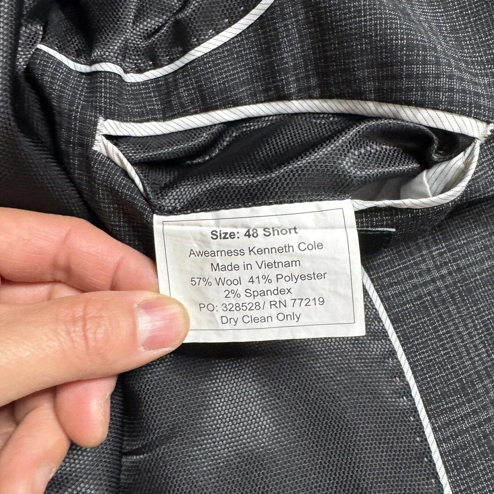 Kenneth Cole Gray Plaid Sport Coat Blazer